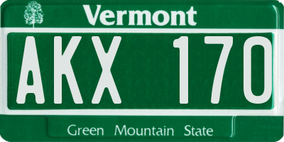 VT license plate AKX170