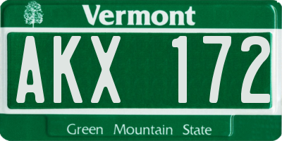 VT license plate AKX172