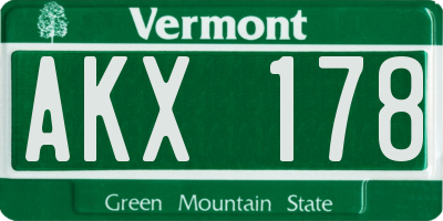 VT license plate AKX178