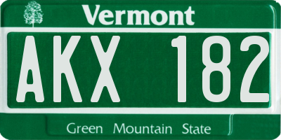 VT license plate AKX182