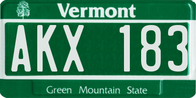 VT license plate AKX183