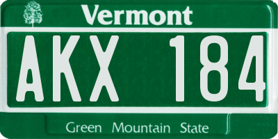 VT license plate AKX184
