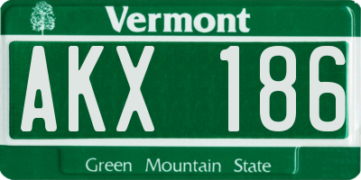 VT license plate AKX186