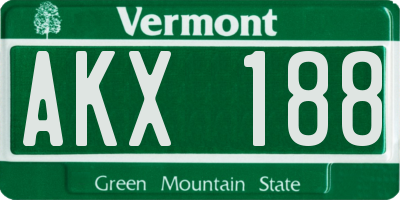 VT license plate AKX188