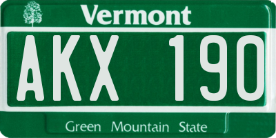 VT license plate AKX190