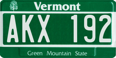 VT license plate AKX192