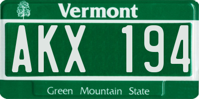 VT license plate AKX194