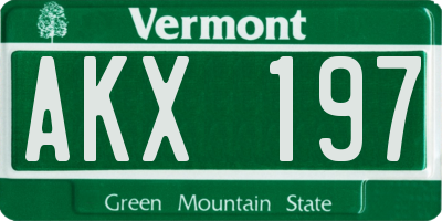 VT license plate AKX197