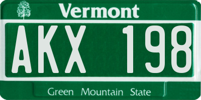VT license plate AKX198