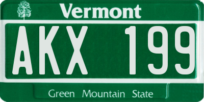 VT license plate AKX199