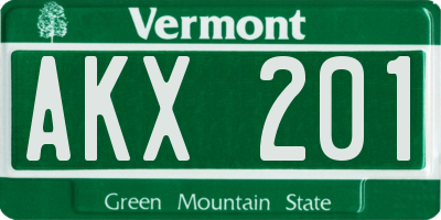 VT license plate AKX201