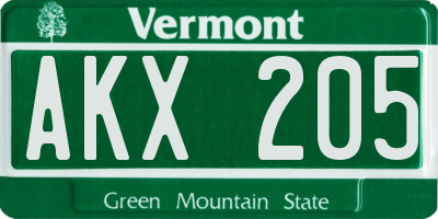VT license plate AKX205