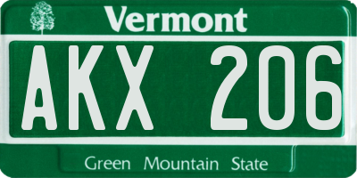 VT license plate AKX206