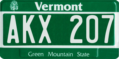 VT license plate AKX207