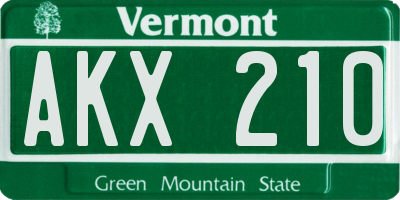 VT license plate AKX210