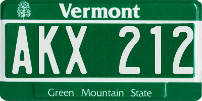 VT license plate AKX212