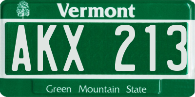 VT license plate AKX213