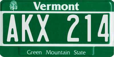 VT license plate AKX214