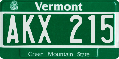 VT license plate AKX215