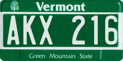 VT license plate AKX216