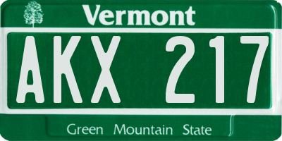 VT license plate AKX217