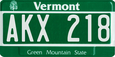 VT license plate AKX218