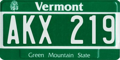VT license plate AKX219