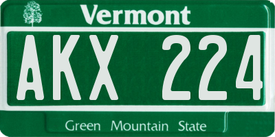 VT license plate AKX224