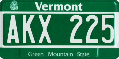 VT license plate AKX225