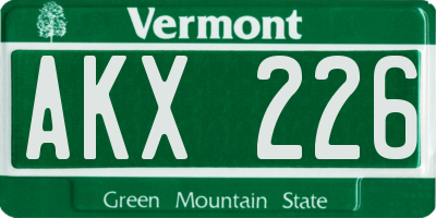 VT license plate AKX226
