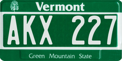 VT license plate AKX227