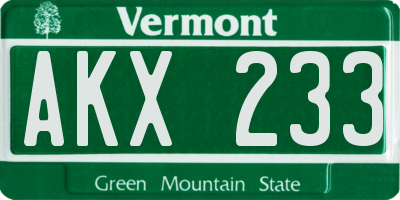 VT license plate AKX233