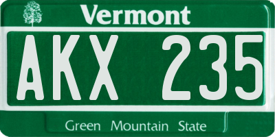 VT license plate AKX235
