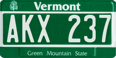 VT license plate AKX237