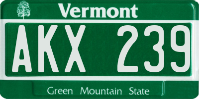 VT license plate AKX239