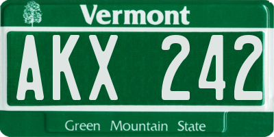VT license plate AKX242