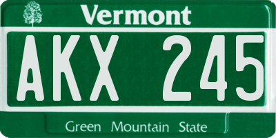 VT license plate AKX245