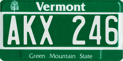 VT license plate AKX246