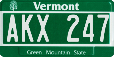 VT license plate AKX247