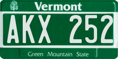 VT license plate AKX252