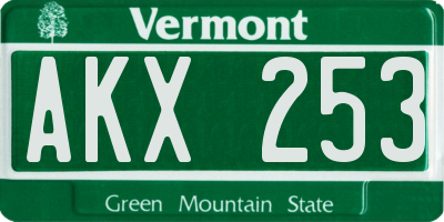 VT license plate AKX253