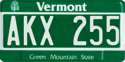 VT license plate AKX255