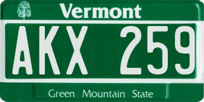VT license plate AKX259