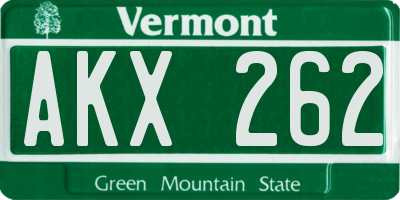 VT license plate AKX262