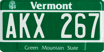 VT license plate AKX267