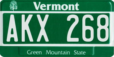 VT license plate AKX268