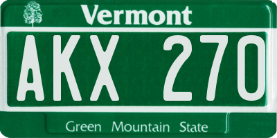 VT license plate AKX270