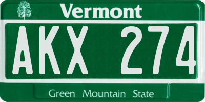 VT license plate AKX274