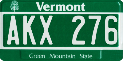 VT license plate AKX276