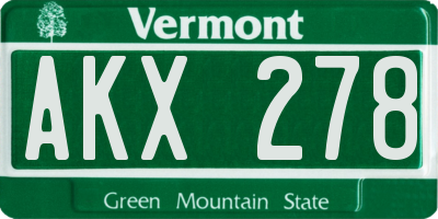 VT license plate AKX278